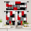 Kitchen Curtains Set Black Red Grey Geometric 3-Pc 1