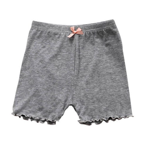 Girls' solid color boyshort underwear with lace trim