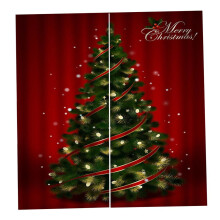Christmas Curtains Polyester Red Snowflake Design 2 Panels