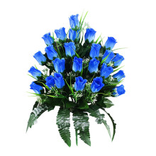 Silk Rose Bouquet for Grave Decor – Artificial Cemetery Flowers with Vase, Outdoor Use, Non-Bleed Colors, Compatible with Standard Vases