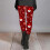 Røde blomsterprintede ankellange leggings til kvinder i polyester-spandex 5
