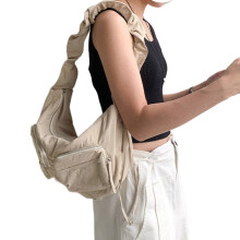 Dámska módna skladaná taška cez rameno so šnúrkami, ležérna pevná nylonová crossbody taška s viacerými vreckami, kabelka so zipsom