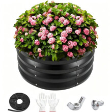 2x2x1ft Galvanized Steel Planter Boxes Outdoor with Rubber Trim Metal Raised Beds for Gardening Vegetables Herbs