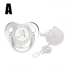 Baby pacifier with rhinestone clip and personalized initial