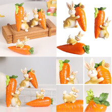Easter Bunny Resin Statue with Carrot – Mini DIY Ornament, Micro Landscape Decor, Table & Home Decoration