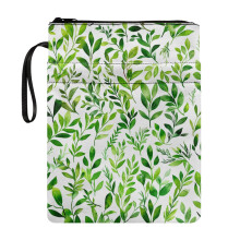 Book Covers with Handle Polyester Fabric Zipper Pouch with Book Protection for Textbooks Reusable Storage & Portability, Lush Green Leaves Print