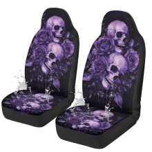 Purple Skull Rose Car Seat Covers – Universal Fit, Waterproof, Anti-Slip, Stretch Polyester, Easy Install, Compatible with Most Vehicles