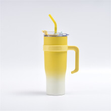 Pink Stainless Steel Tumbler with Handle and 2-in-1 Straw