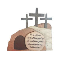 Easter Resurrection Empty Tomb Scene Wooden Desktop Ornament for Family Festival Decorations Easter Decoration