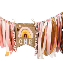 Bannière de chaise haute thème arc-en-ciel pour le 1er anniversaire, style bohème, décoration pour chaise haute d'enfant, accessoires de