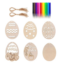 Easter Decorations 6ML Easter DIY Wooden Egg Painting Unfinished Hanging Easter Eggs With Markers For Kids & Holiday Each