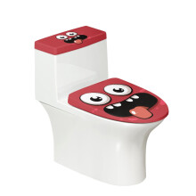 Funny Smiley Face Fits All Toilet Shapes Polyester Toilet Top Cover Set Universal Toilet Dust Cover Set & Stretch Fit for Modern Bathrooms