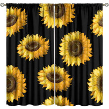 Sunflower Blackout Curtains Yellow Floral Rustic 2 Panels