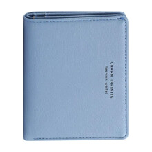 Leather Wallet for Women – RFID Blocking, Small Zipper Pocket, Blue/Grey – Compatible with All Cards