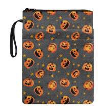 1pc Polyester Tote Bag for Hardcover Notebooks & Books (11.42x8.66"), Pumpkin Spider Web Design