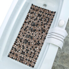 Long Deep Foot Massager Mat 38x17" | Non-Slip, 188 Suction Cups | Machine Washable | Dark Gray River Rock Look