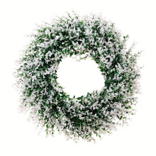 Artificial White Green Leaf Wreath 12 inches