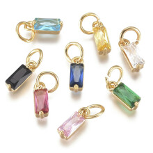 20x Clear Birthstone Gold Plated Tone Cubic Zirconia Charms Dangle Pendant Craft