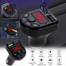 Car MP3 Bluetooth 5.0 FM Transmitter w/ Dual USB, Hands-Free Call, LED Display, Power-Off Memory, USB Playback — Compatible with Car Vehicle