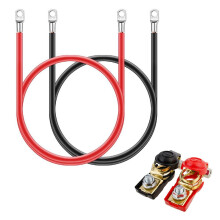 2 Cabos de Bateria com Interruptor de Bateria, 50cm, 16mm², 5Awg, M8, 12V para Carro