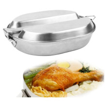 Portable Camping Lunch Box with Handle,Stainless Steel Tray Frying Pan for Outdoor Camping Hiking Picnic Beach Traveing