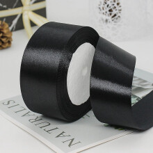 1.75" x 25 Yds Black Satin Ribbon for Crafts, Weddings, DIY Hair, Sewing, Gift Wrapping, Valentine’s Bouquets – Compatible with All Standard