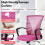 Pink mesh office chair with wheels adjustable 4