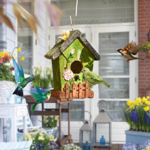Colorful Resin Hanging Birdhouse for Garden Birds