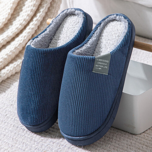 Men's Navy Plush House Slippers Size 10 1