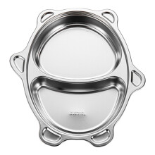Stainless Steel 2-Compartment Kids' Dinner Plates, Cute Animal Shape – Compatible with Dishwashers