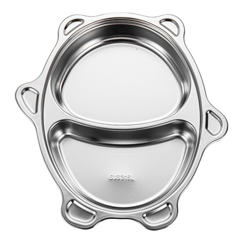 Stainless Steel Kids' 2-Compartment Dinner Plate Animal