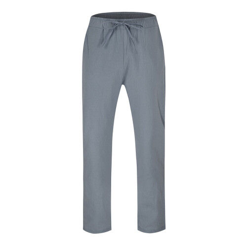 Herren-Baumwoll-Leinen-Hose mit weitem Bein, Grau 2