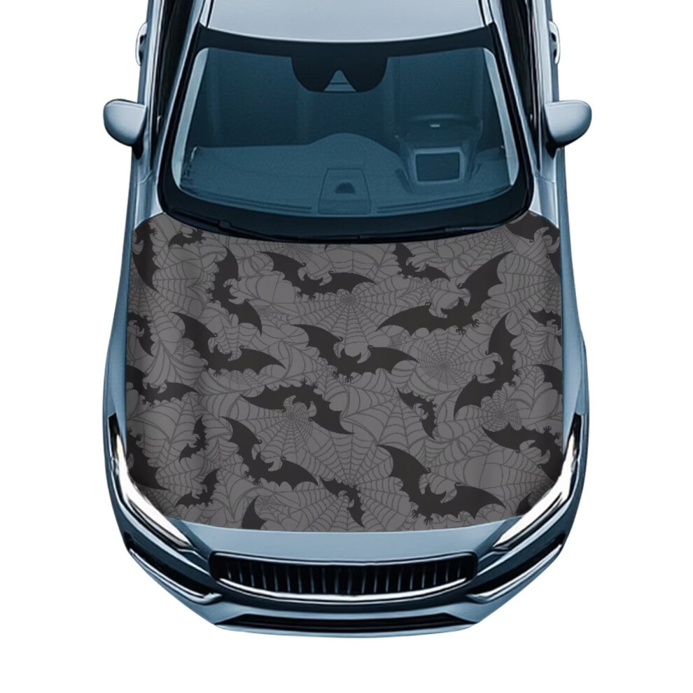 Car Hood Cover Polyester Stretchable Bat Design For Black 975221471628