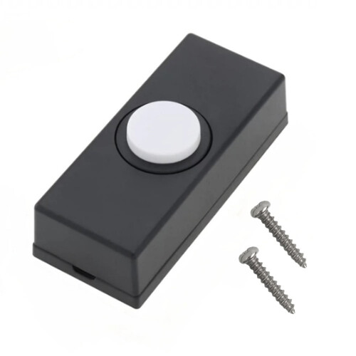 Black Wired Doorbell Push Button Chime Bell ABS Plastic