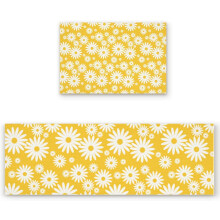 Kitchen Rug Set Daisy Yellow Blossom Non-Slip Anti-Fatigue