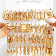 Metal Fried Dough Twists Chain Earrings Set