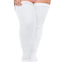 Wool Hiking Socks for Women Compression Wide Calf White