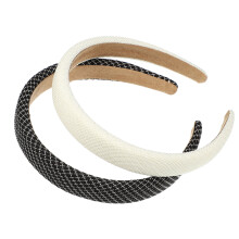 Pastoral Stripe Headbands for Women White Black 0.87 inch