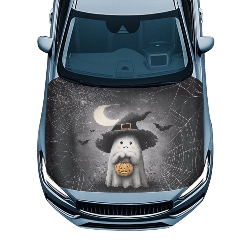 Ghost Pumpkin Car Hood Cover Waterproof For Most Sedans 975221473578