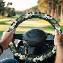 Green Camo Golf Cart Steering Wheel Cover Universal Fit