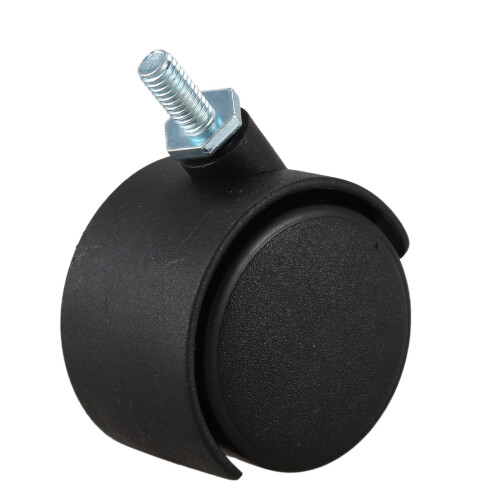 5pcs 6mm Threaded Stem 40mm Dual Wheel Rotatable Caster Black 2