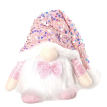 Pink Swedish Gnome Plush Elf with Sequin Hat – Handmade