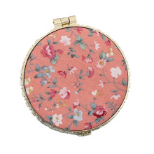 Makeup Mirror Compact Round Floral Satin 2.75 Inch