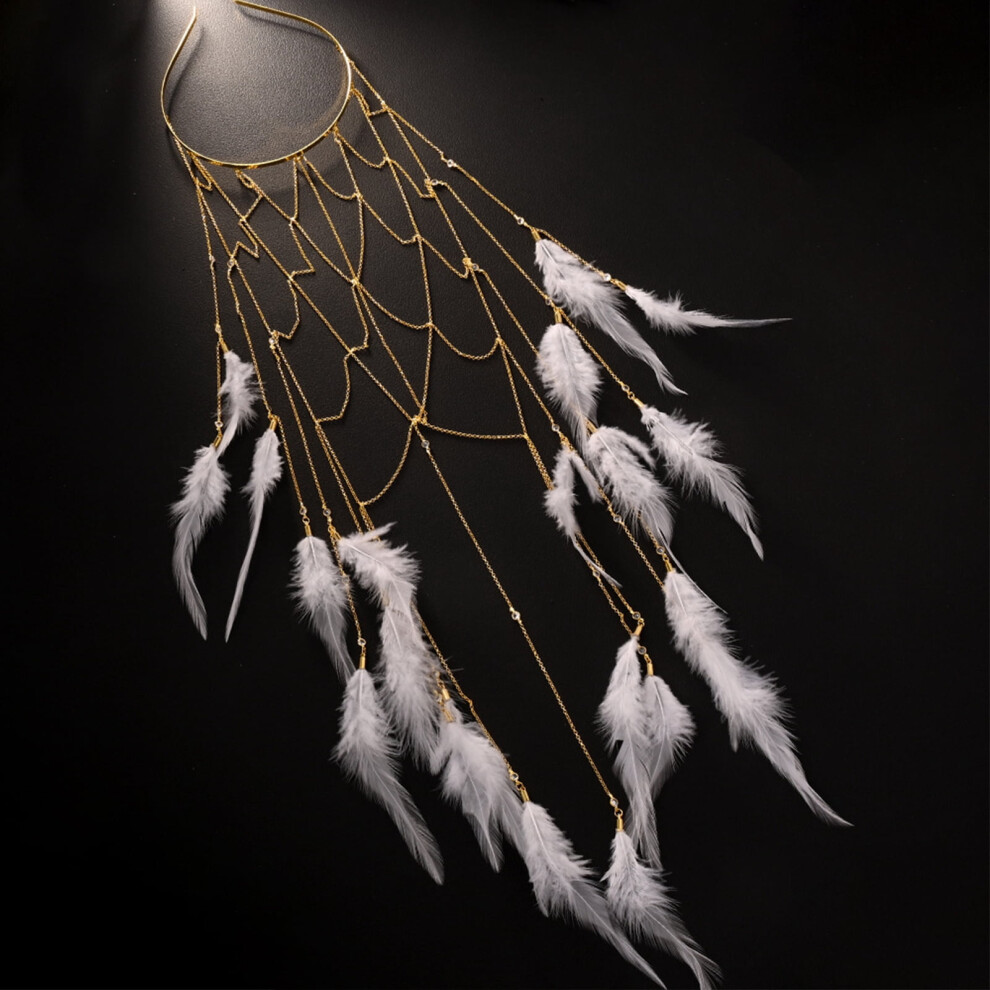 Bohemian feathered hairband for celebrations