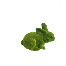 Realistic Plastic Flocked Easter Bunny, Detailed Rabbit Figurine with Soft Touch, Spring Table Decor & Holiday Accent C 1PC