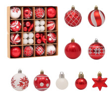 Christmas Hanging Balls White Red 42 Pcs