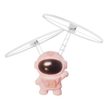 Pink Astronaut Gesture Sensing Aircraft Hovering Helicopter Robot Led Light Up Flying Toy Infrared Control Drone Size 3.4In Weight 0.15 Lbs