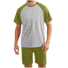 Men's Pajama Set Short Sleeve Shirt and Shorts with Pocket