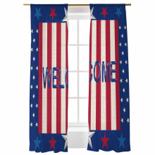 Sheer Curtains USA Flag Design 52x84 in Light Filtering