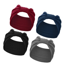 Yoga Headbands Elastic Wide Knotted 4 Pcs 5.12 Inch Black